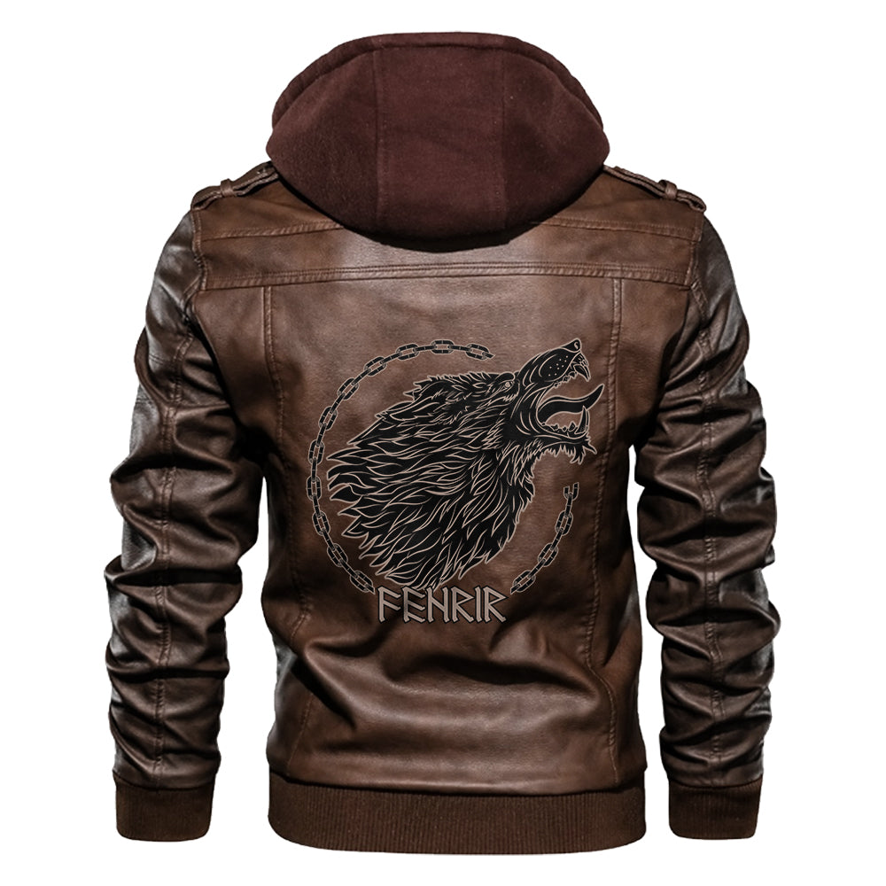Wolf Fenrir To Old Norse Mythology On White Leather Jacket