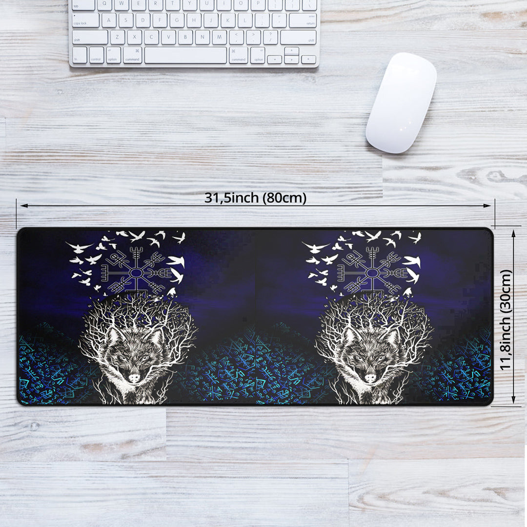Mouse Mat - Fenrir Raven Rune Helm of Awe Mouse Mat