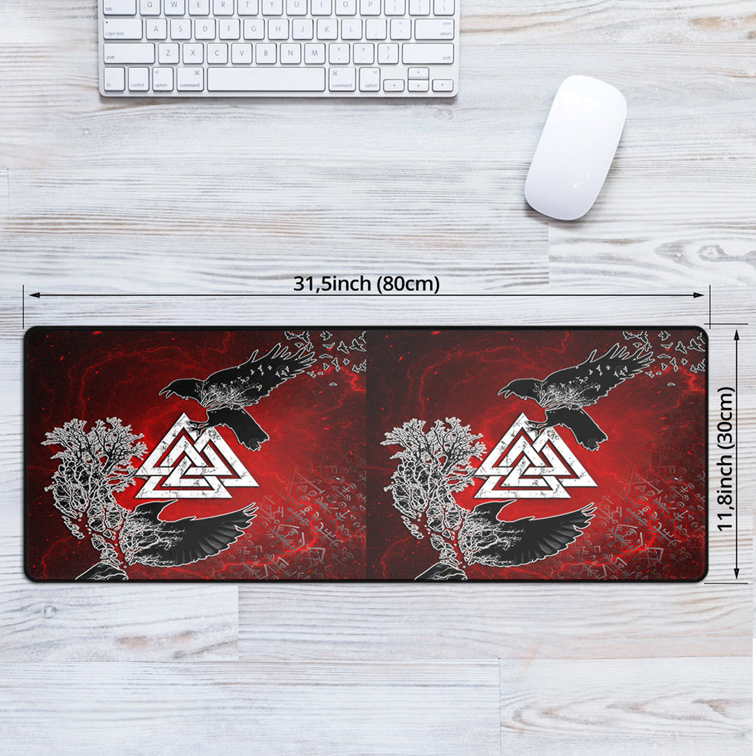 Mouse Mat - Hugin and Munin Valknut Helm Of Awe Rune Mouse Mat