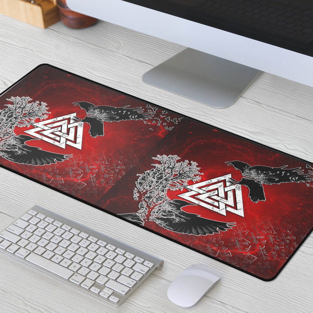 Mouse Mat - Hugin and Munin Valknut Helm Of Awe Rune Mouse Mat