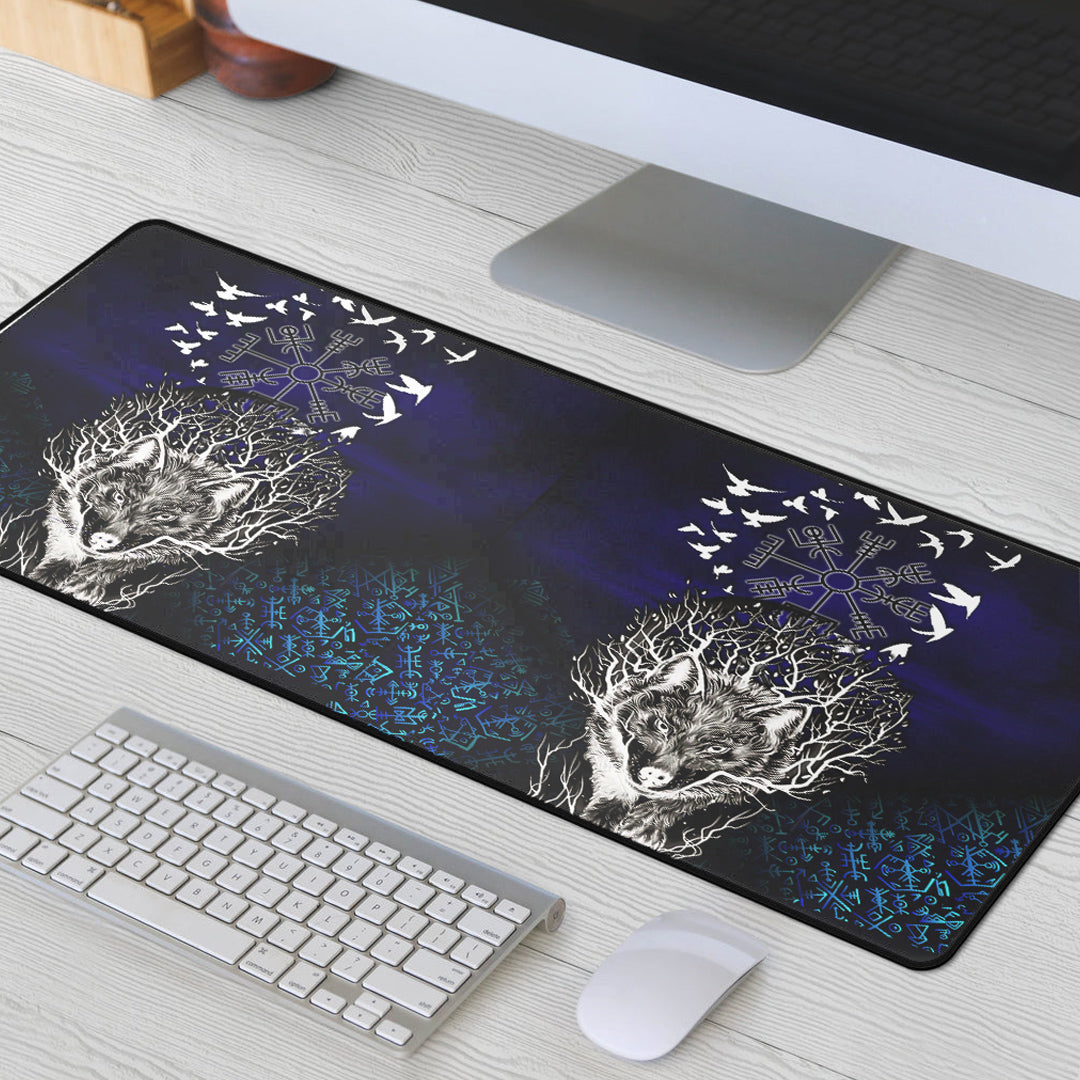 Mouse Mat - Fenrir Raven Rune Helm of Awe Mouse Mat