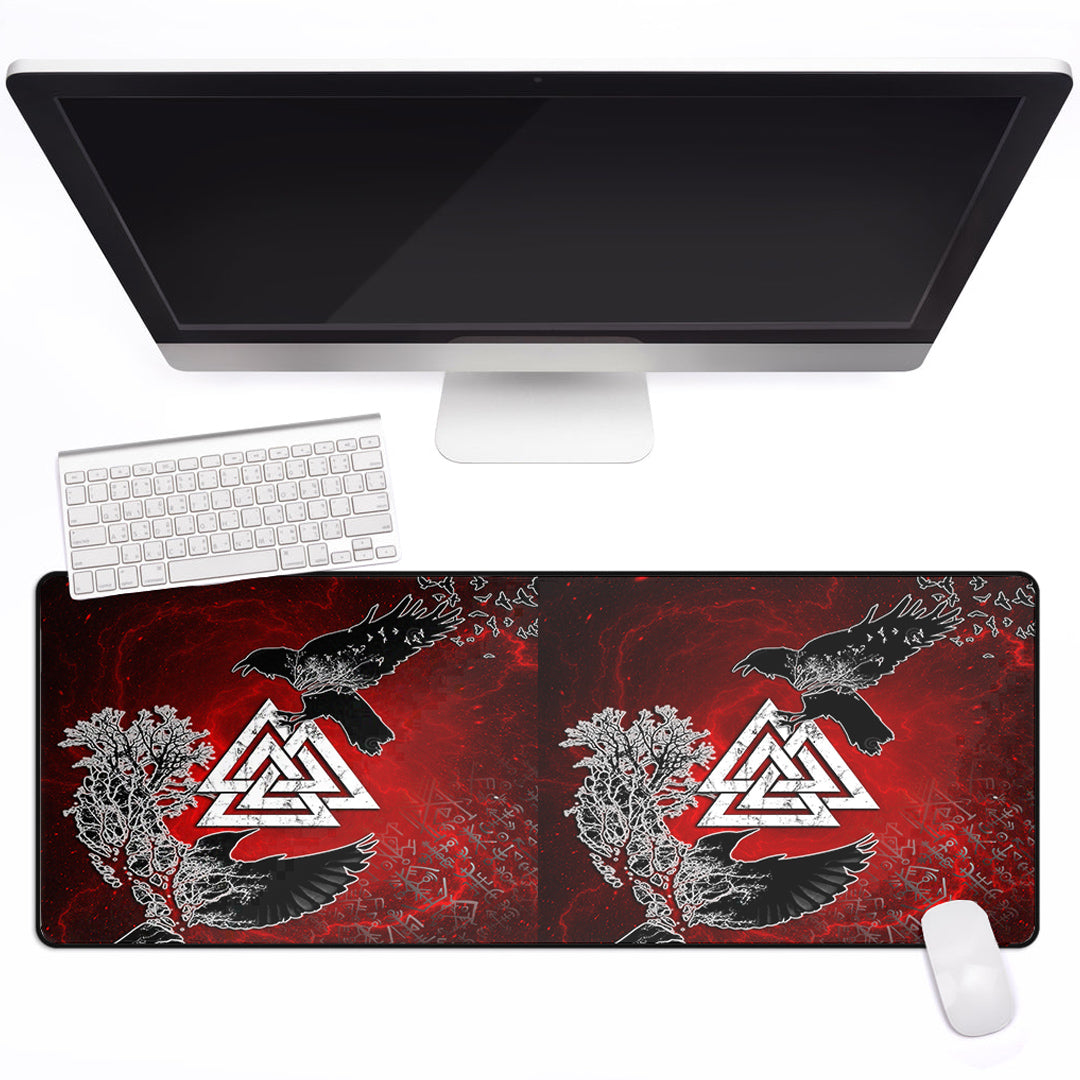 Mouse Mat - Hugin and Munin Valknut Helm Of Awe Rune Mouse Mat