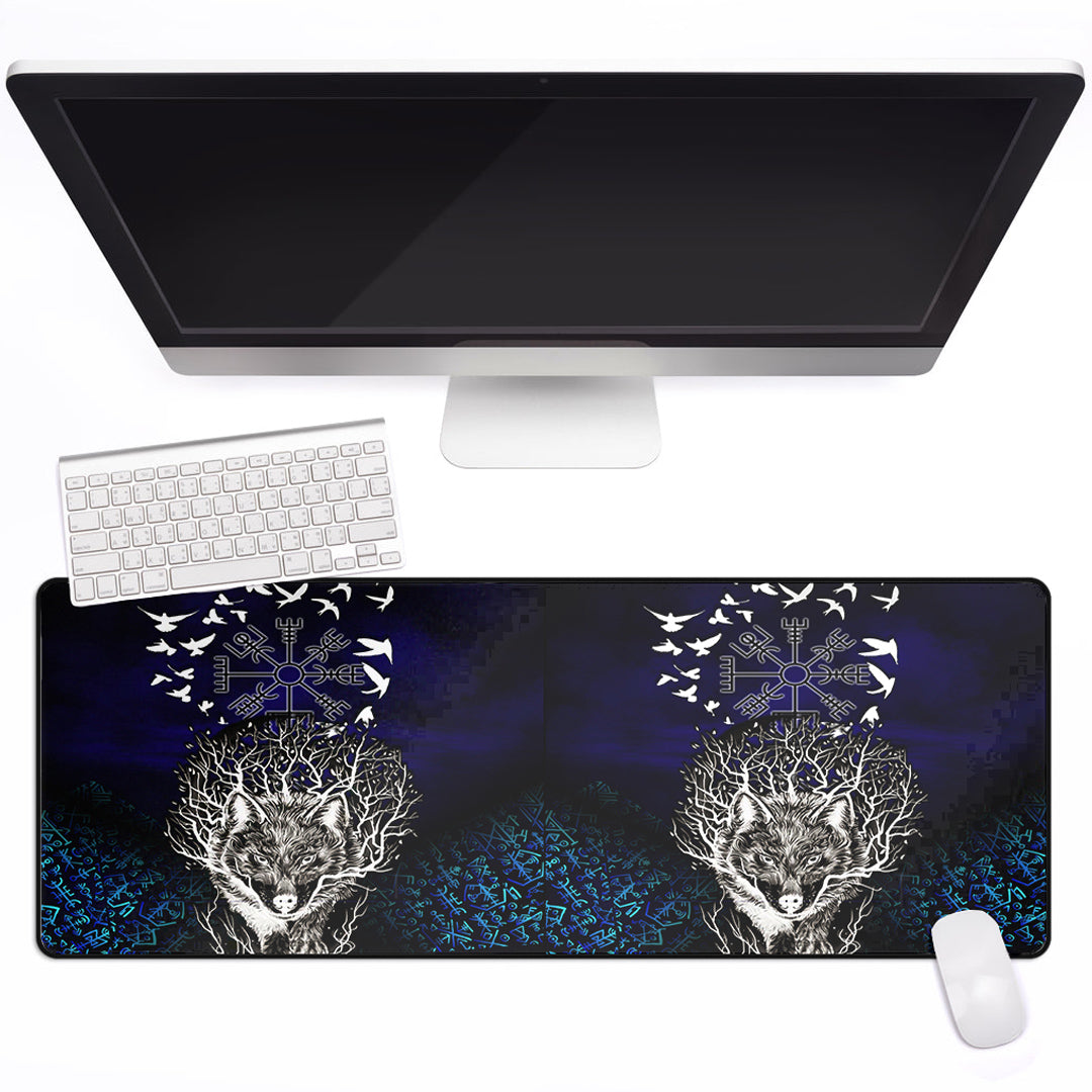 Mouse Mat - Fenrir Raven Rune Helm of Awe Mouse Mat