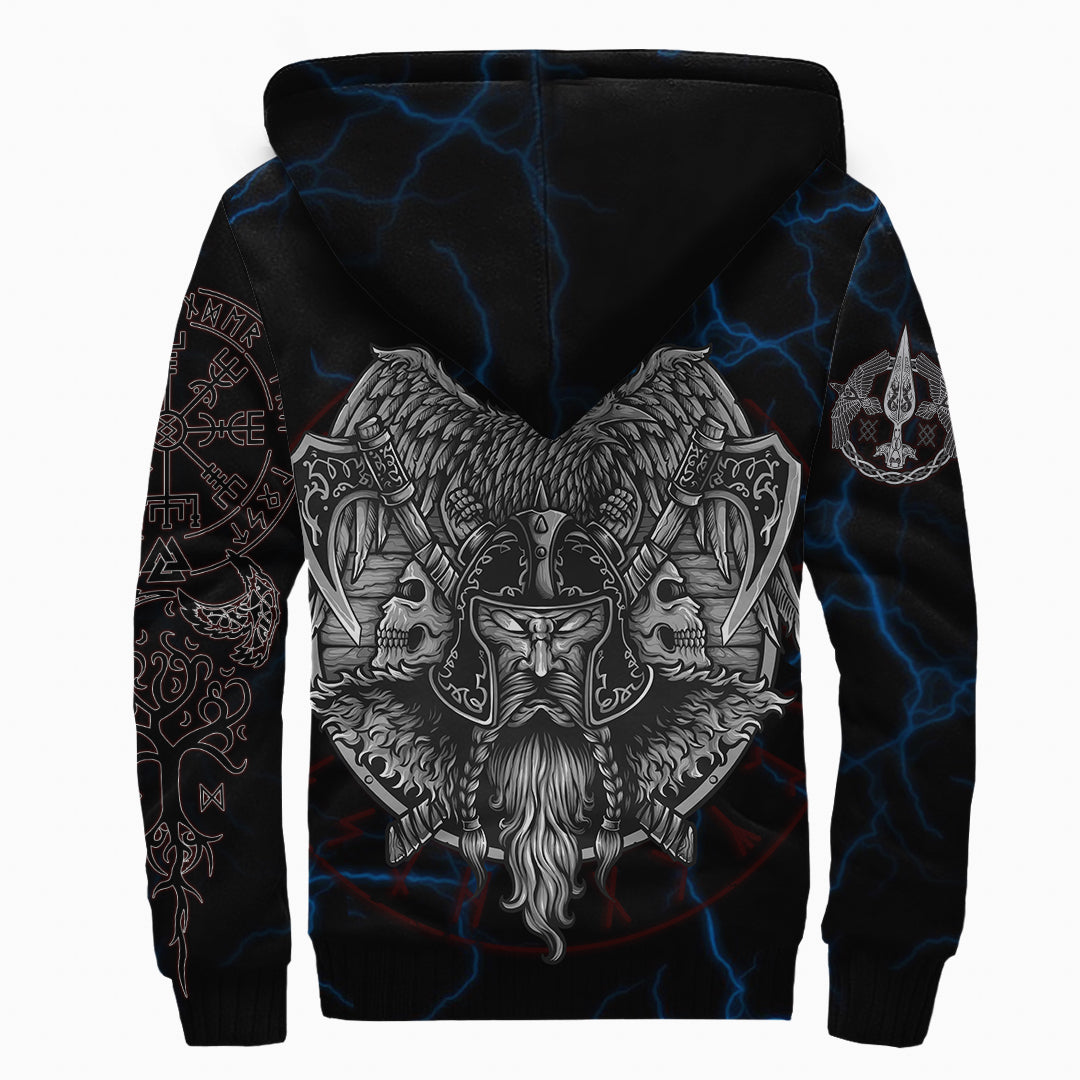 Sherpa Hoodie - Odin Hugin and Munin Rune Circle