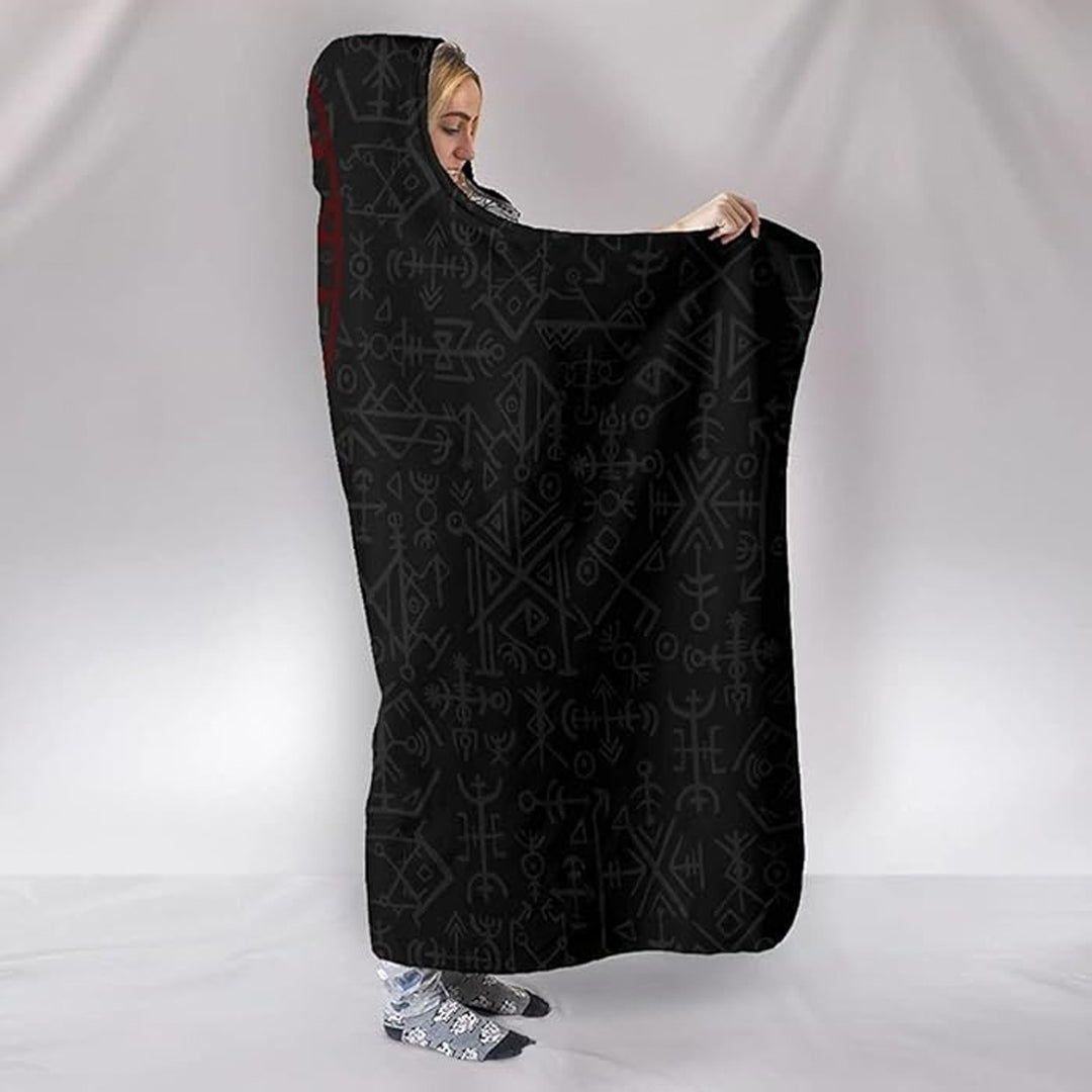 Hooded Blanket - Odin Raven Tattoo and Rune