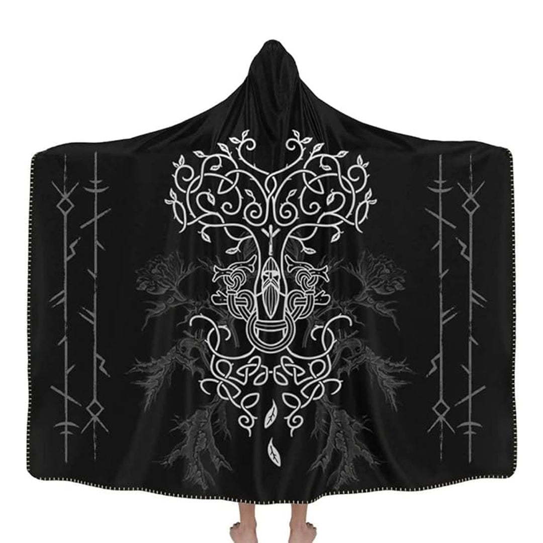 Hooded Blanket - Odin Tattoo and Yggdrasil