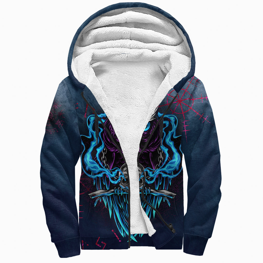 Sherpa Hoodie - Owl and Skull Helm of Awe