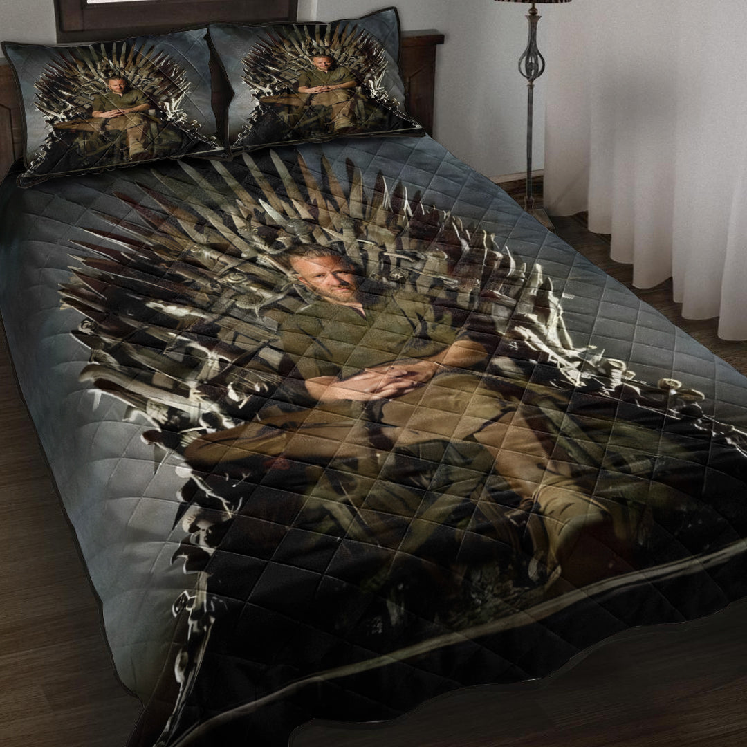 Personailzed - Personal Portrait In The Picture King Ragnar Sitting On The Throne Quilt Bed Set