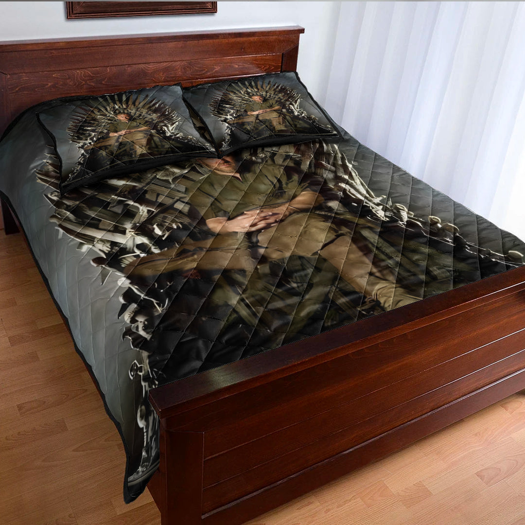 Personailzed - Personal Portrait In The Picture King Ragnar Sitting On The Throne Quilt Bed Set
