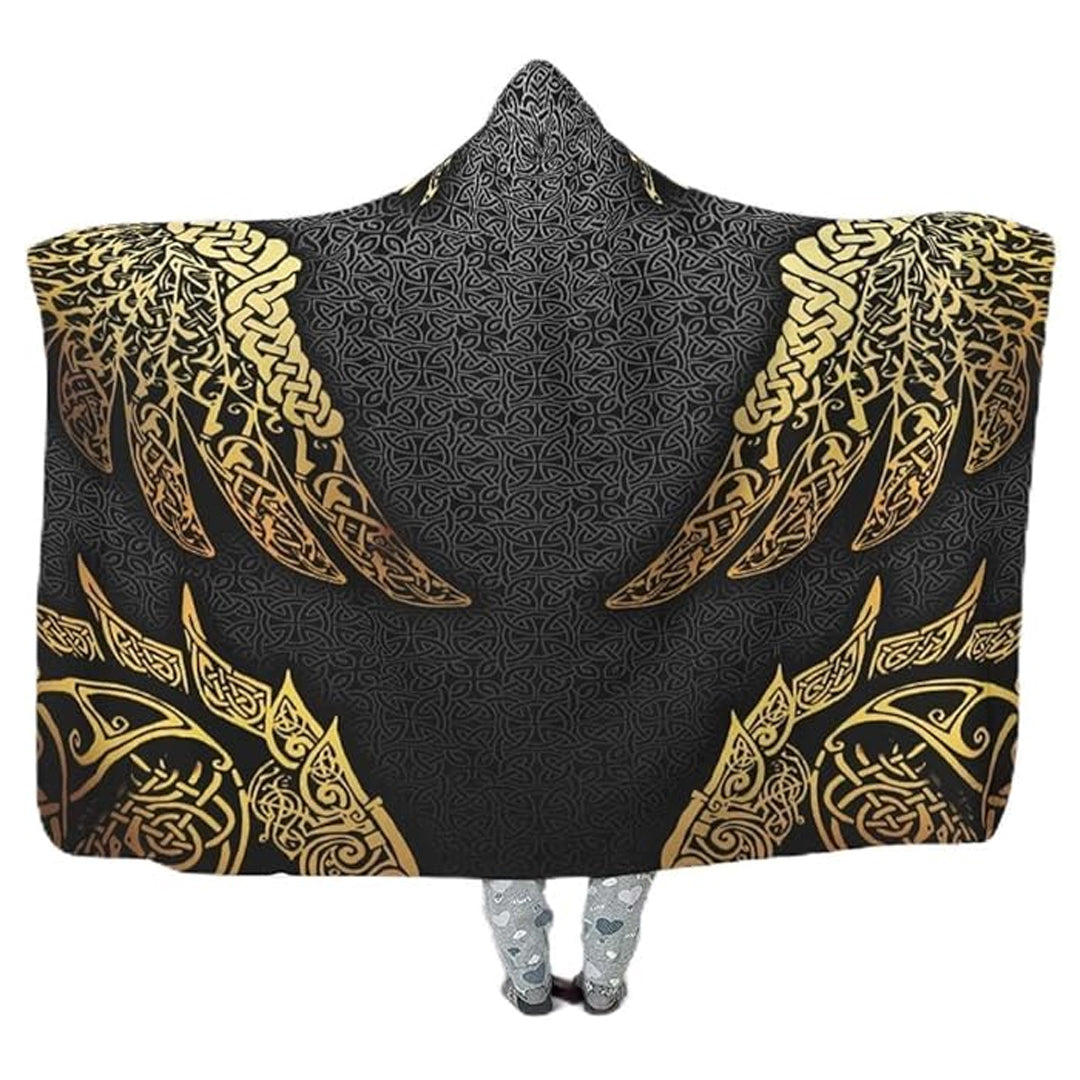 Hooded Blanket - Raven and Wolf Midgard Gold Version
