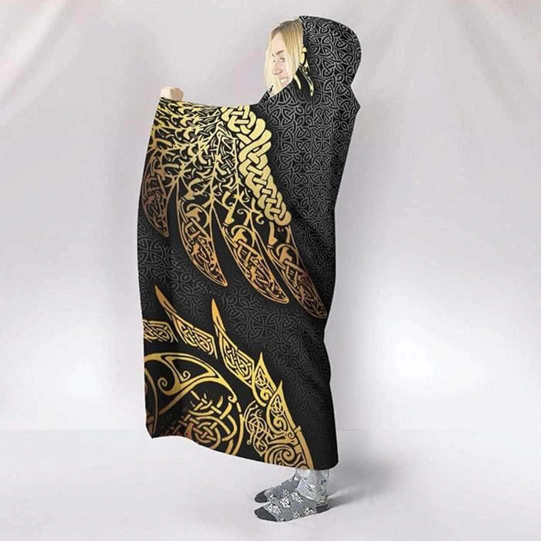 Hooded Blanket - Raven and Wolf Midgard Gold Version
