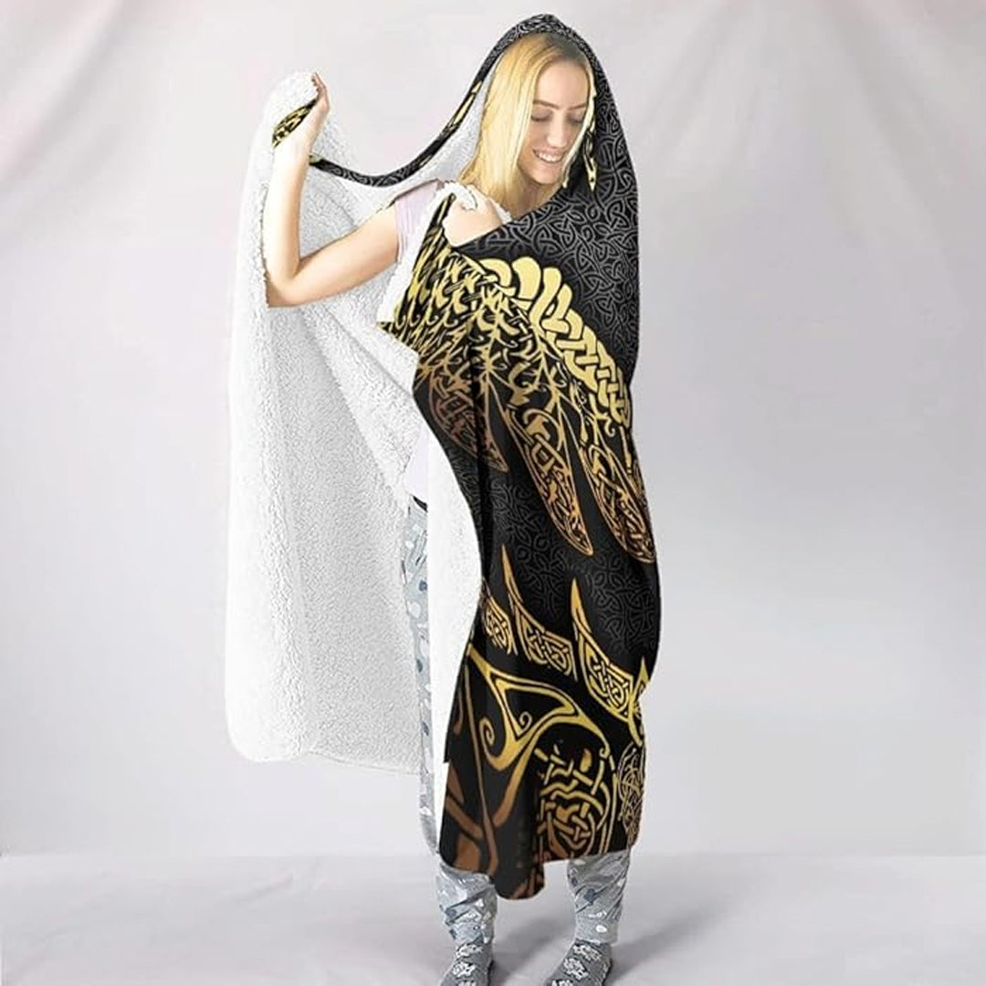 Hooded Blanket - Raven and Wolf Midgard Gold Version