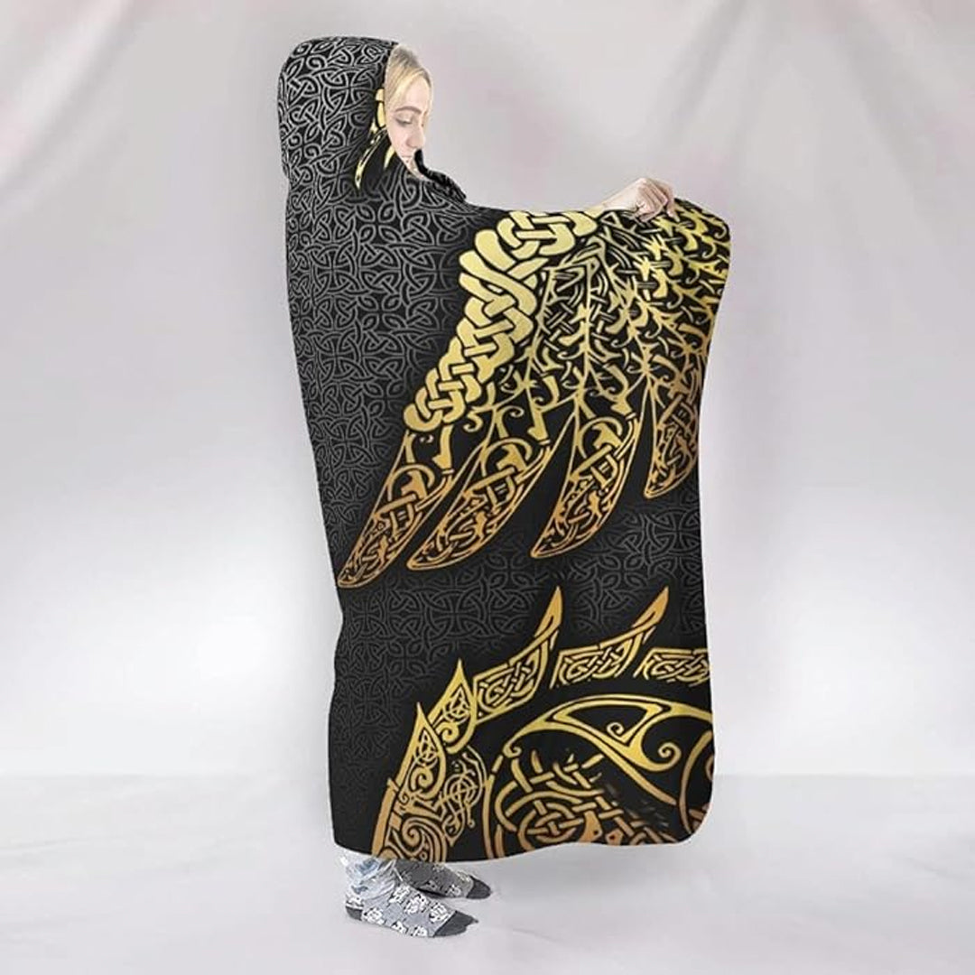 Hooded Blanket - Raven and Wolf Midgard Gold Version