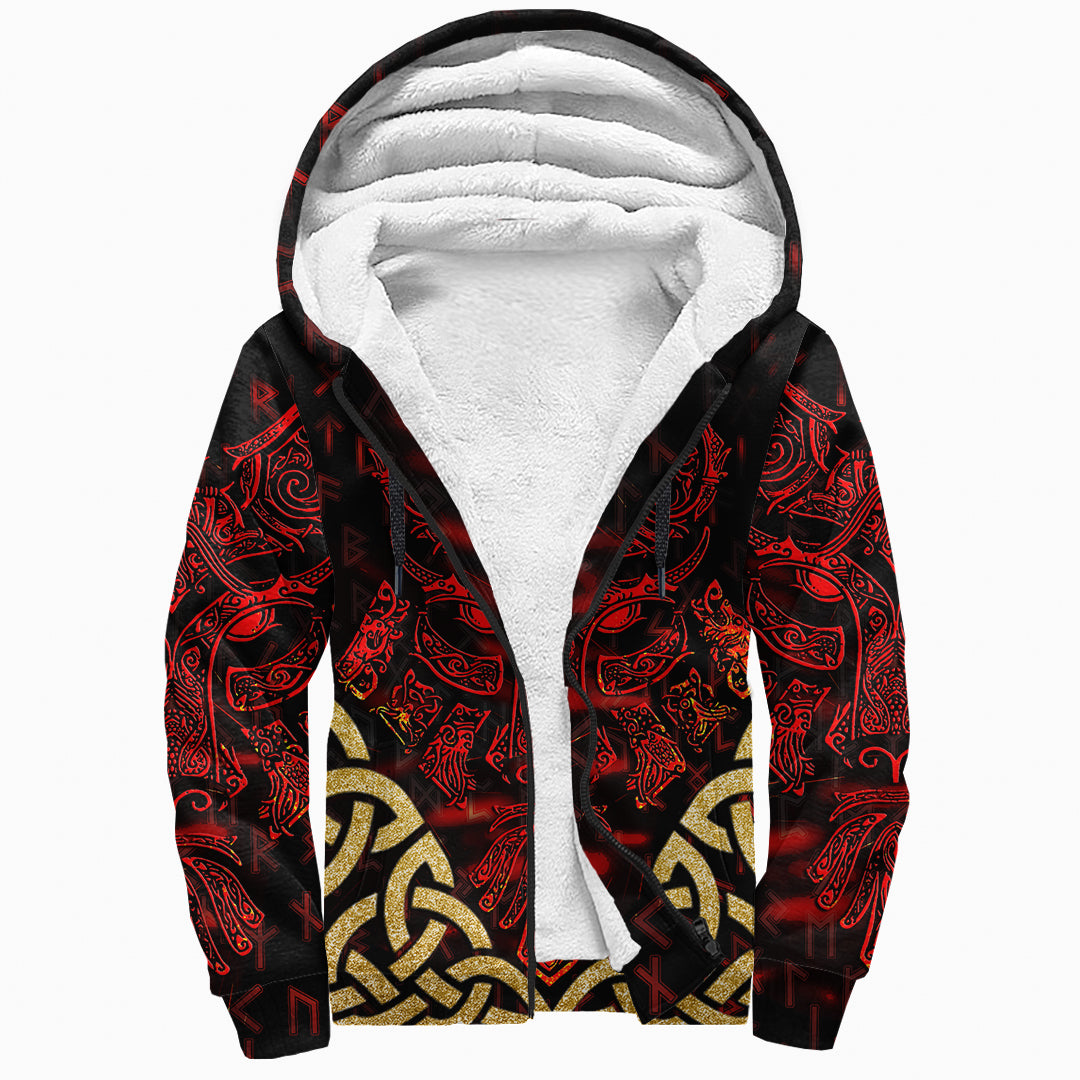 Sherpa Hoodie - Fenrir Hell Fire Fix Celtic Knot Gold