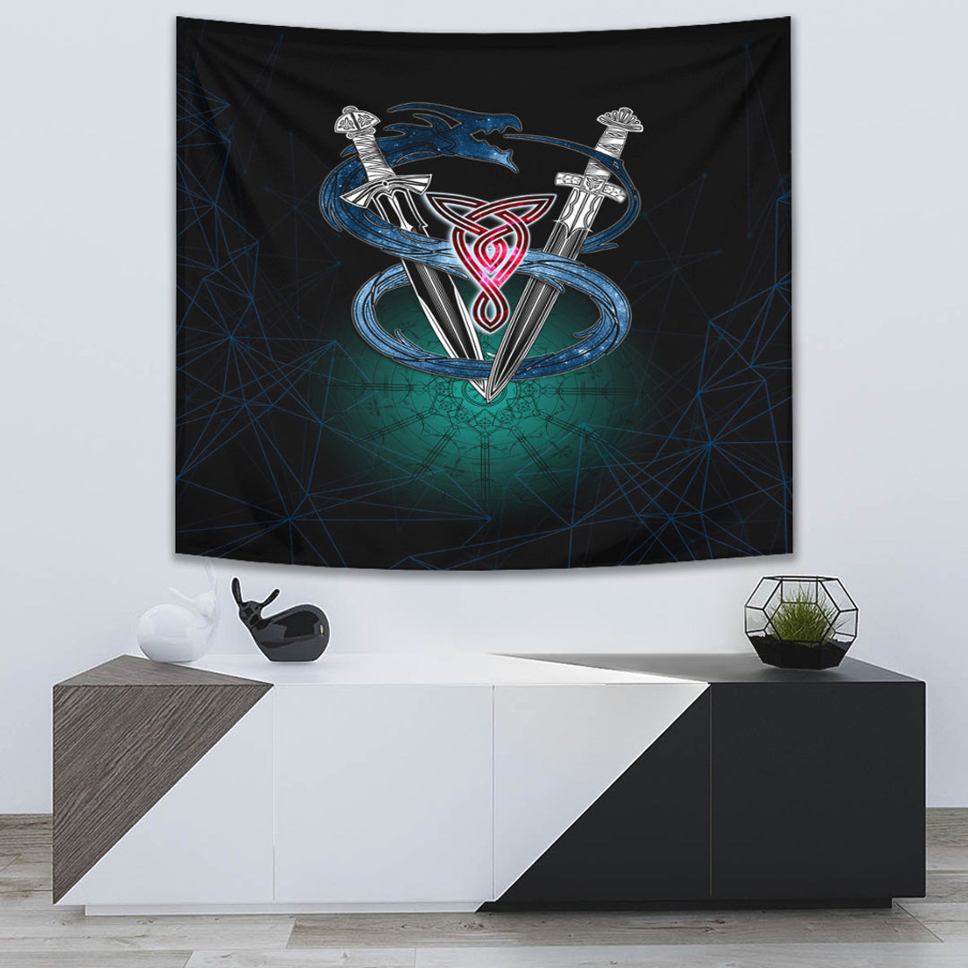 Tapestry - Dragon Sword Vegvisir Magic Tapestry