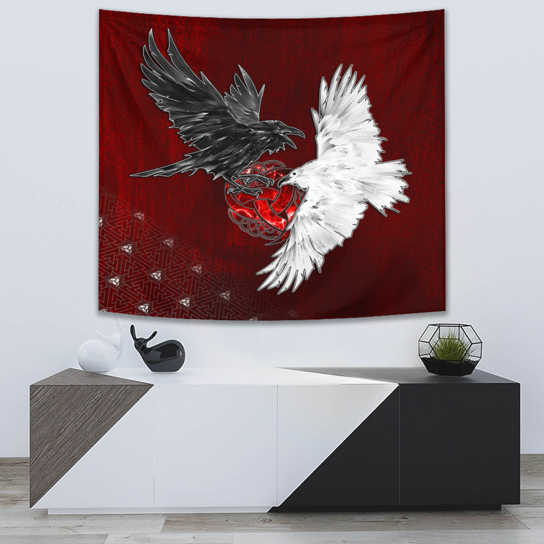 Tapestry - Hugin and Munin Triple Horns of Odin Tapestry
