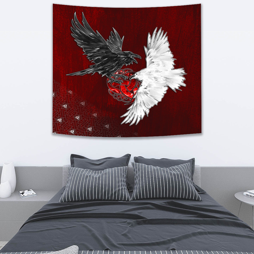 Tapestry - Hugin and Munin Triple Horns of Odin Tapestry