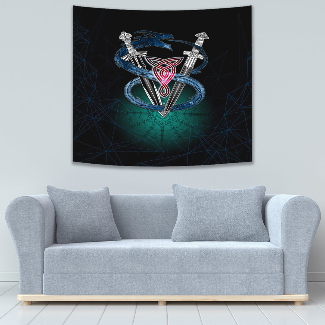 Tapestry - Dragon Sword Vegvisir Magic Tapestry