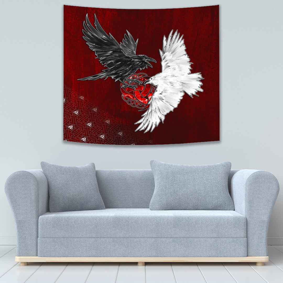 Tapestry - Hugin and Munin Triple Horns of Odin Tapestry