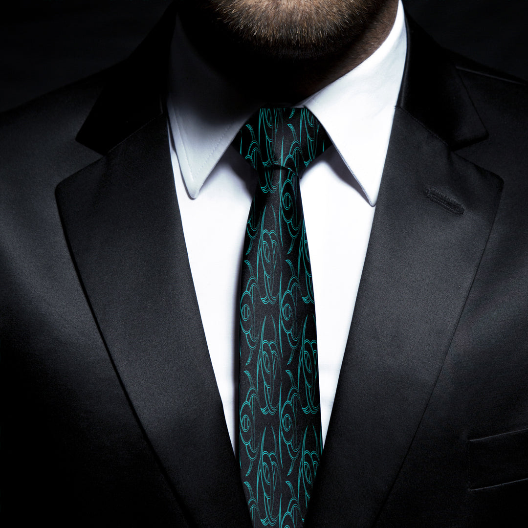 Triple Horn of Odin Cyan Necktie