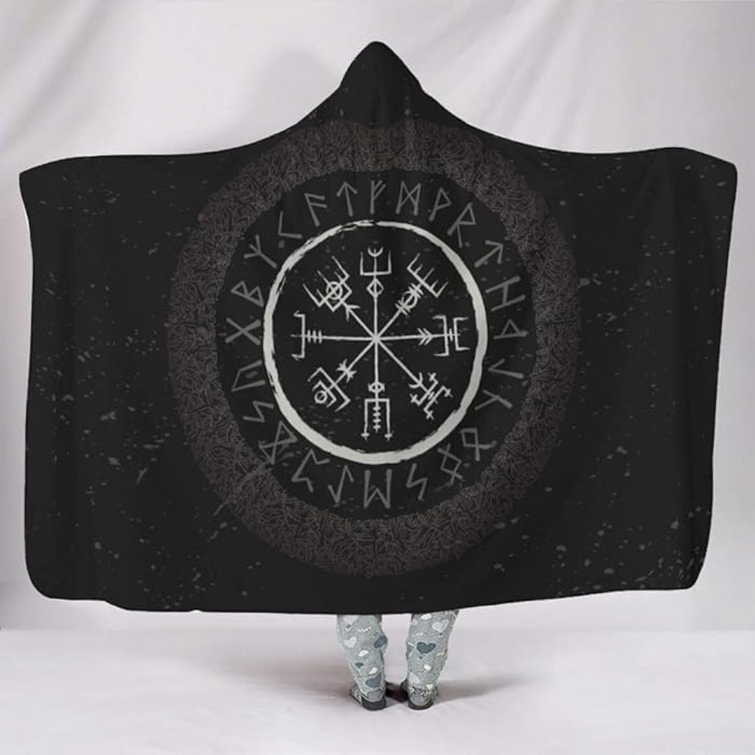 Hooded Blanket - Vegvisir Tattoo Brush Background