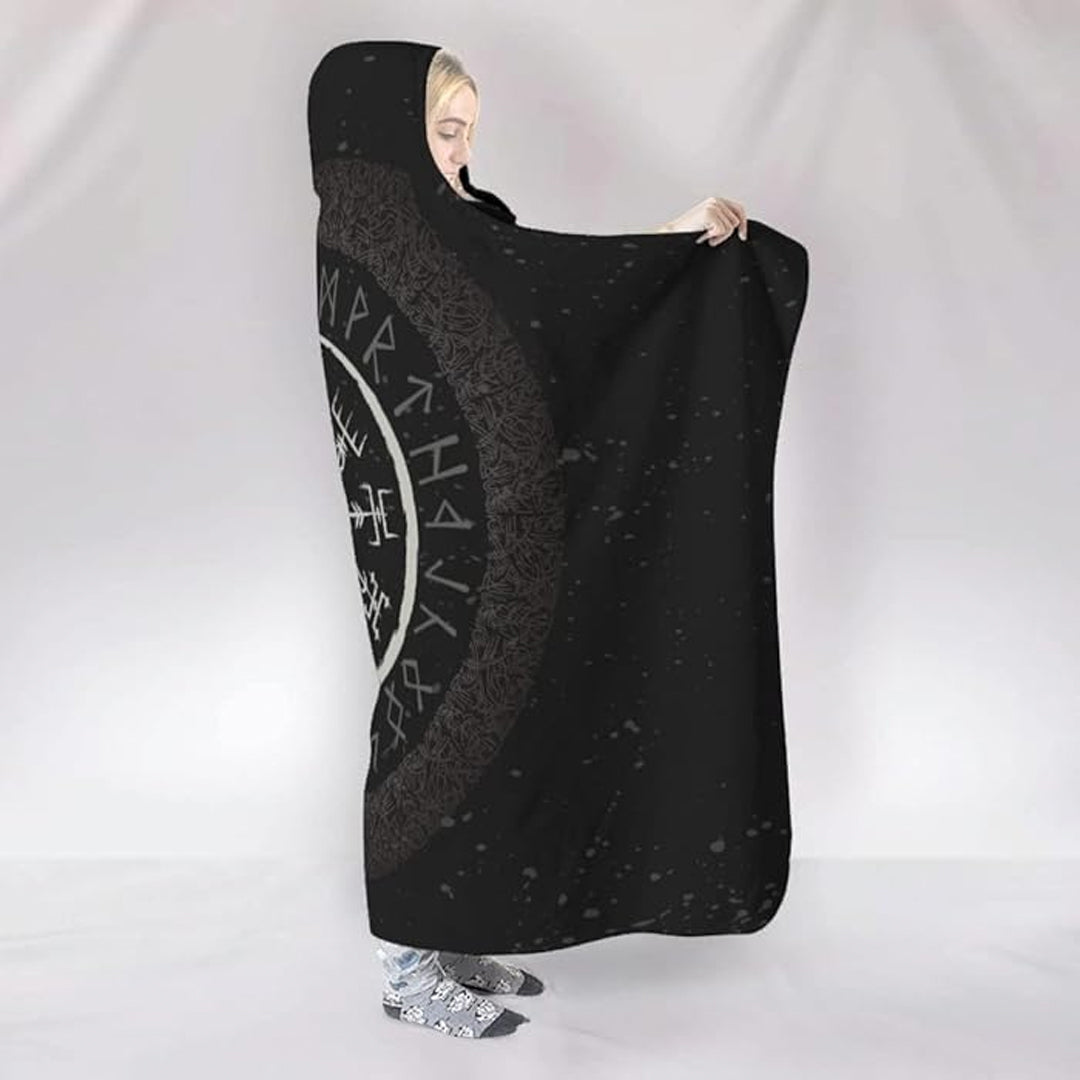 Hooded Blanket - Vegvisir Tattoo Brush Background