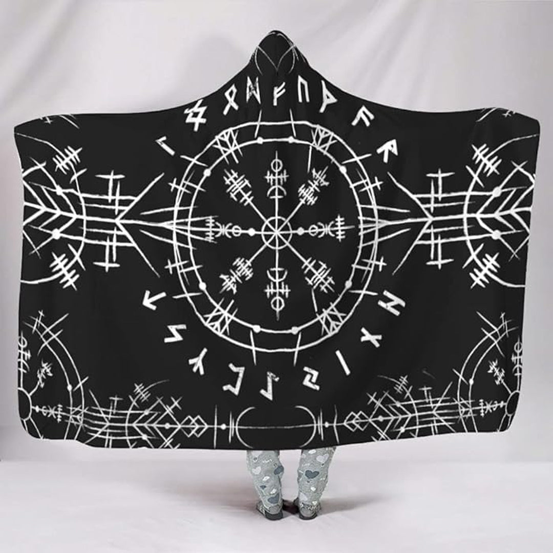 Hooded Blanket - Vegvisir Tattoo White