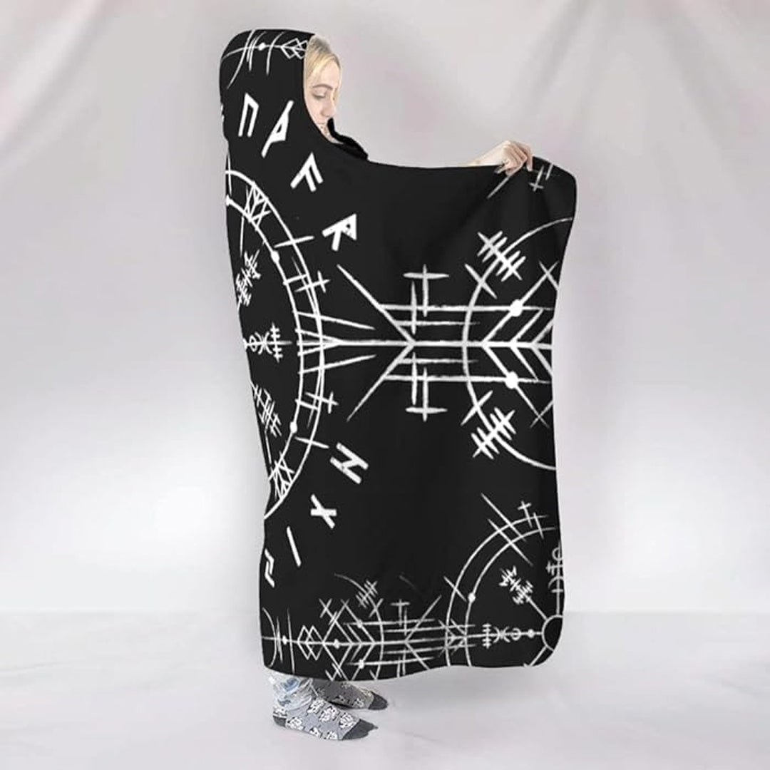 Hooded Blanket - Vegvisir Tattoo White