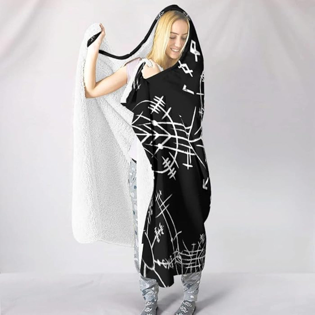 Hooded Blanket - Vegvisir Tattoo White