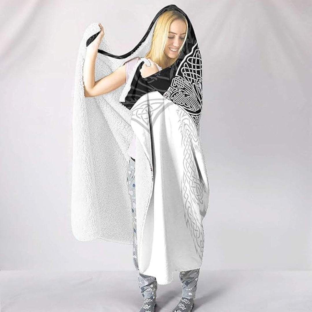 Hooded Blanket - Viking Fenrir and Symbol Tattoo