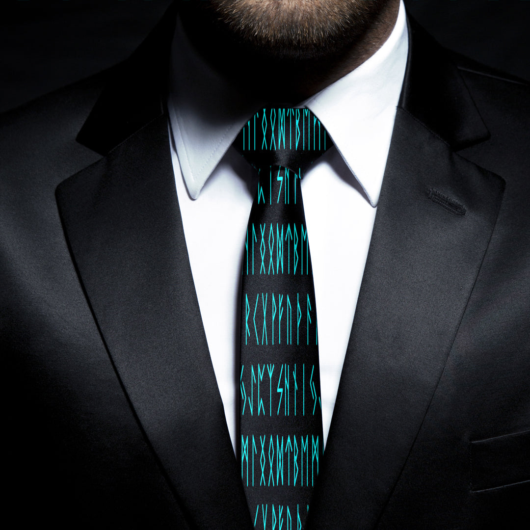 Viking Letter Cyan Necktie
