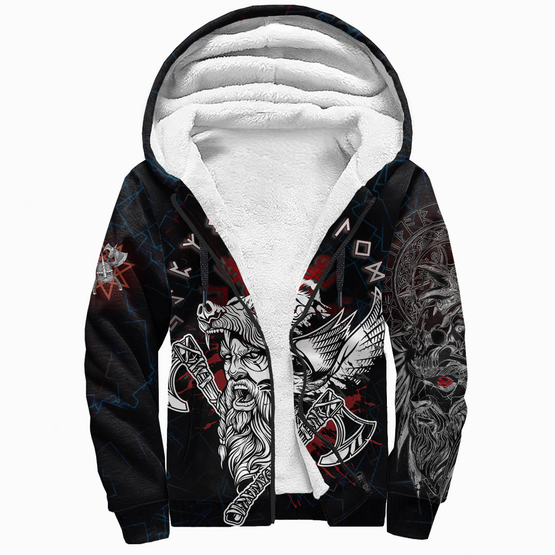 Sherpa Hoodie - Warrior Double Axes Vegvisir Rune