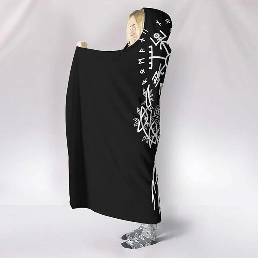 Hooded Blanket - Yggdrasil and Vegvisir Tattoo