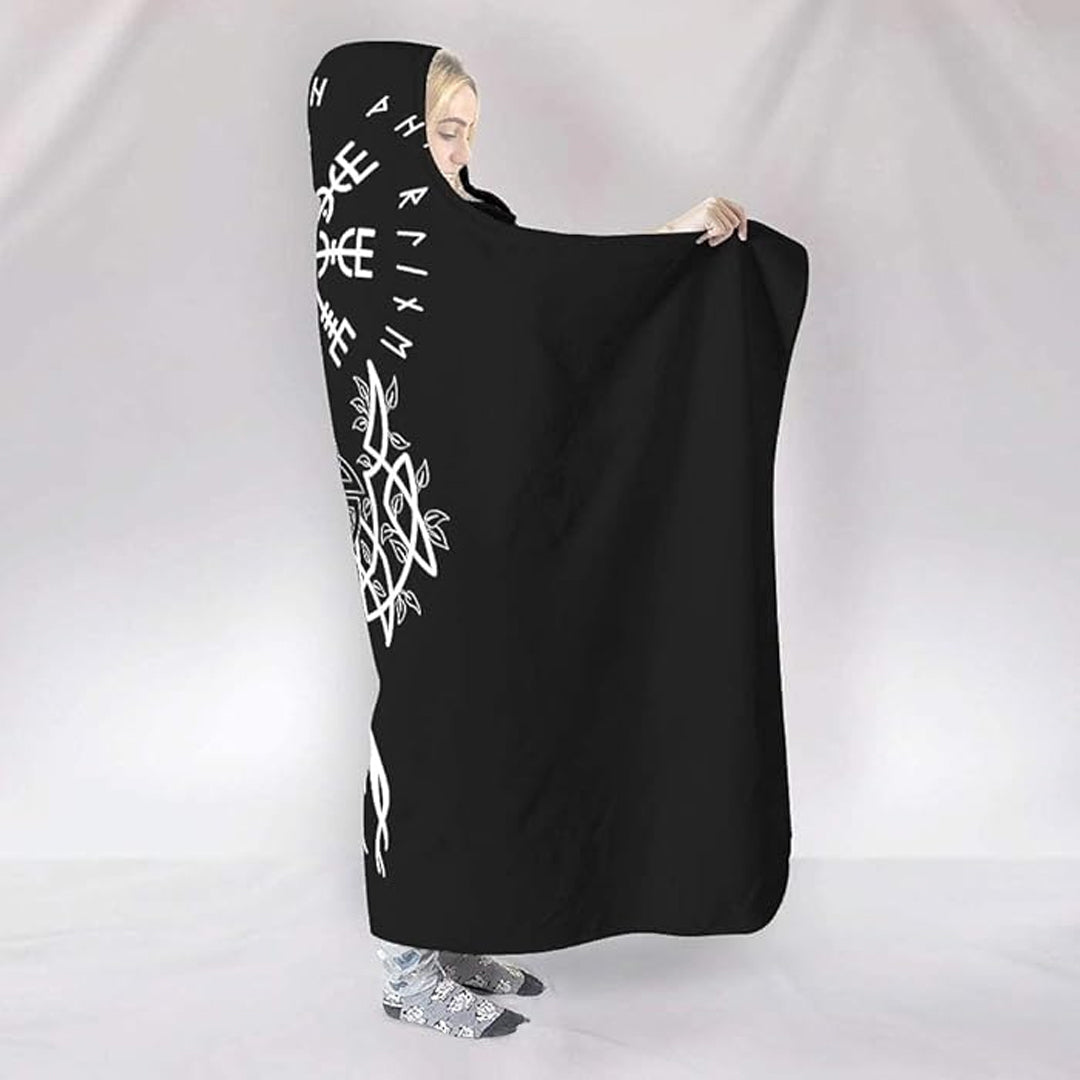 Hooded Blanket - Yggdrasil and Vegvisir Tattoo