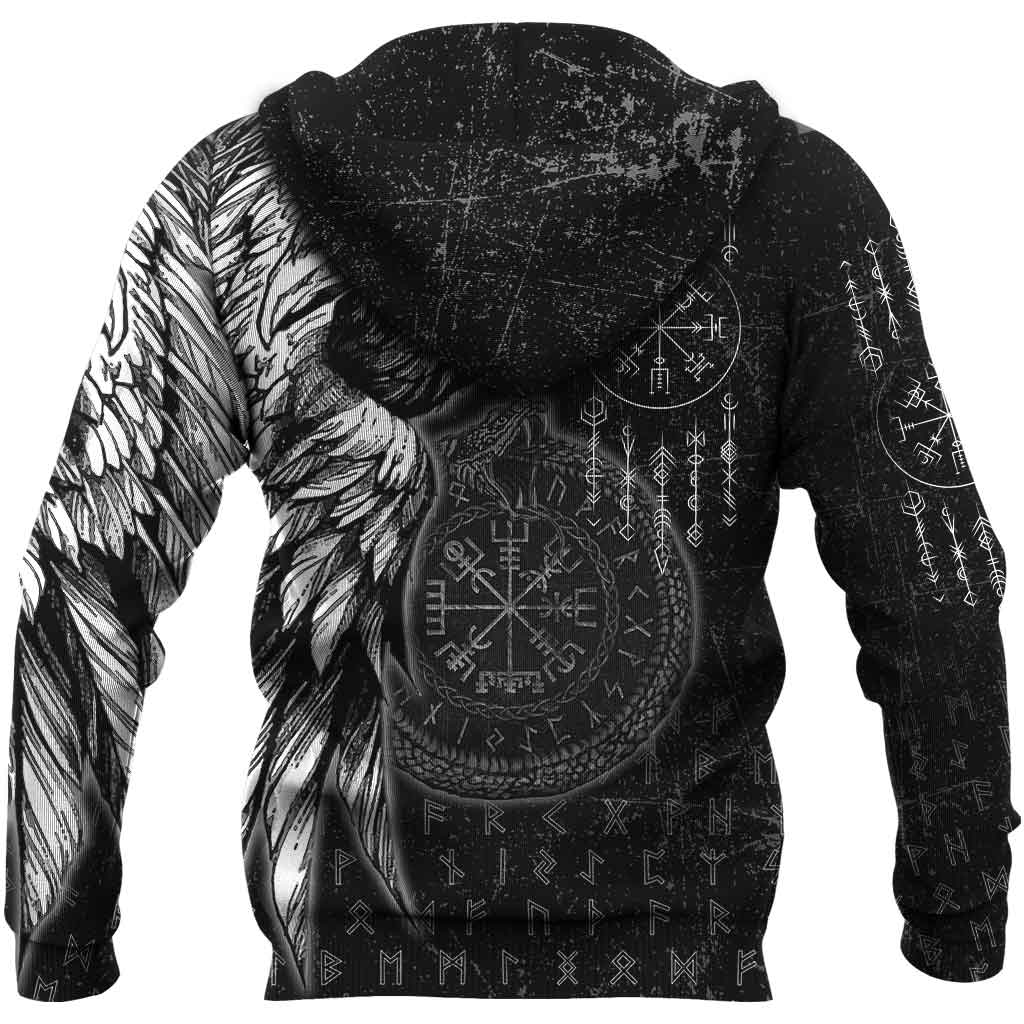 Raven and Ouroboros Brush Style Hoodie