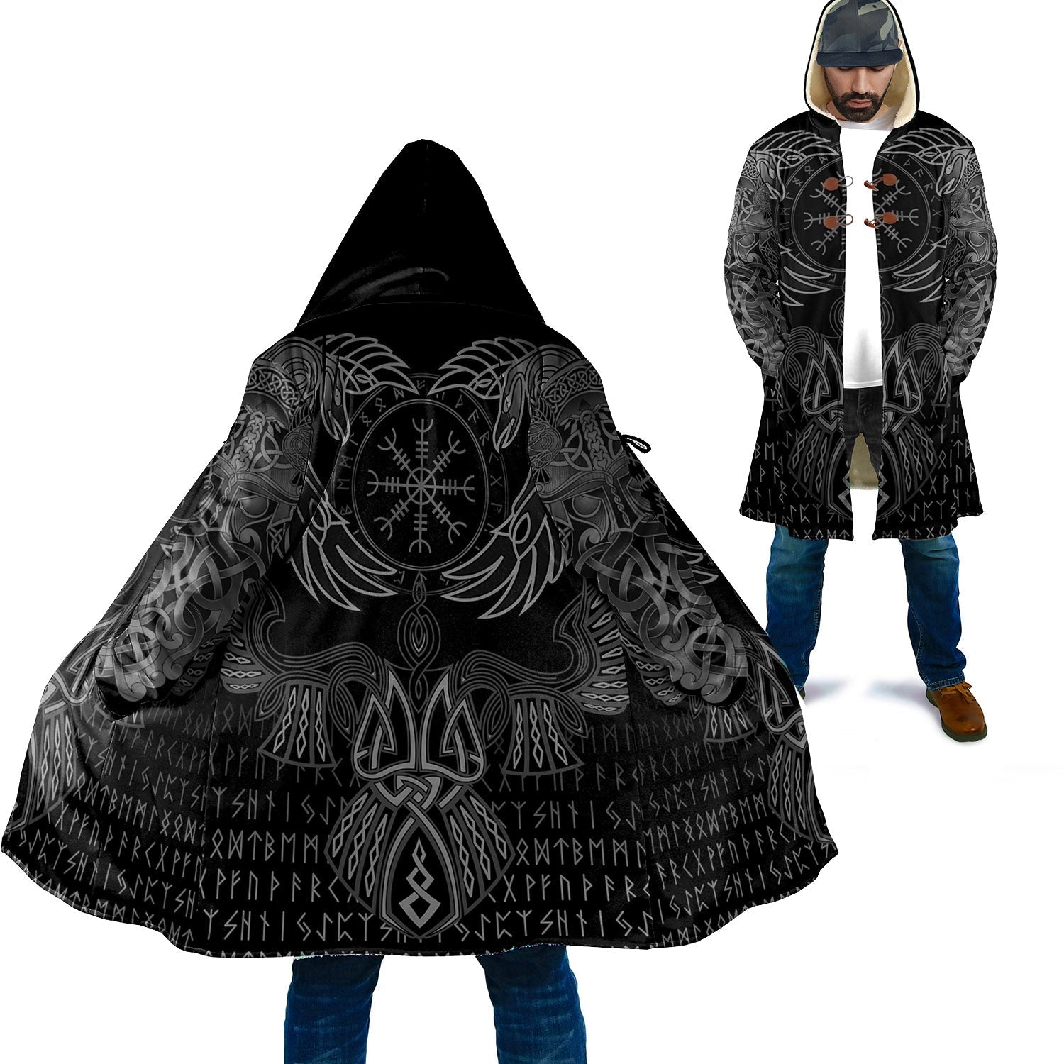 Premium Cloak Raven Of Odin Cyan