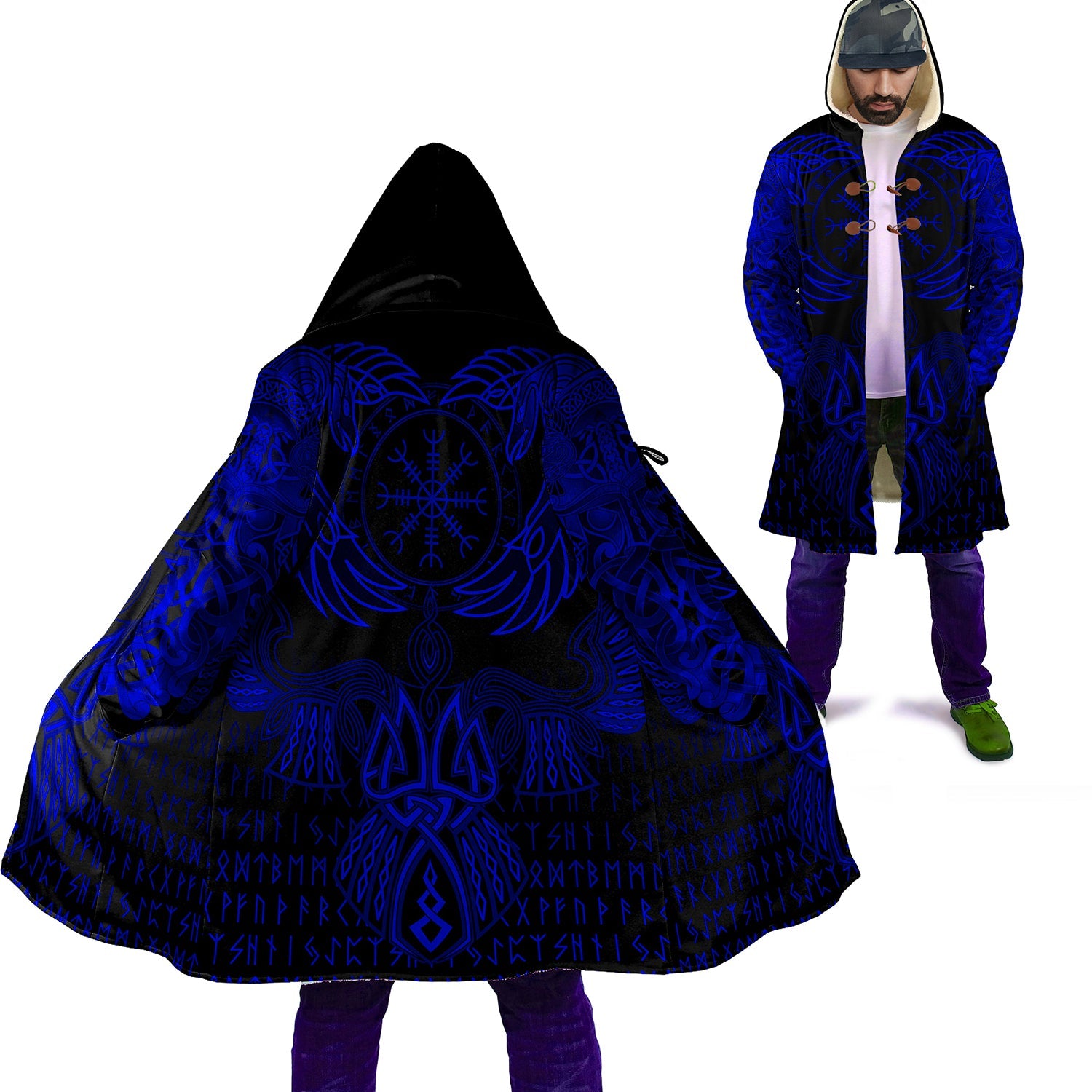 Premium Cloak Raven Of Odin Cyan