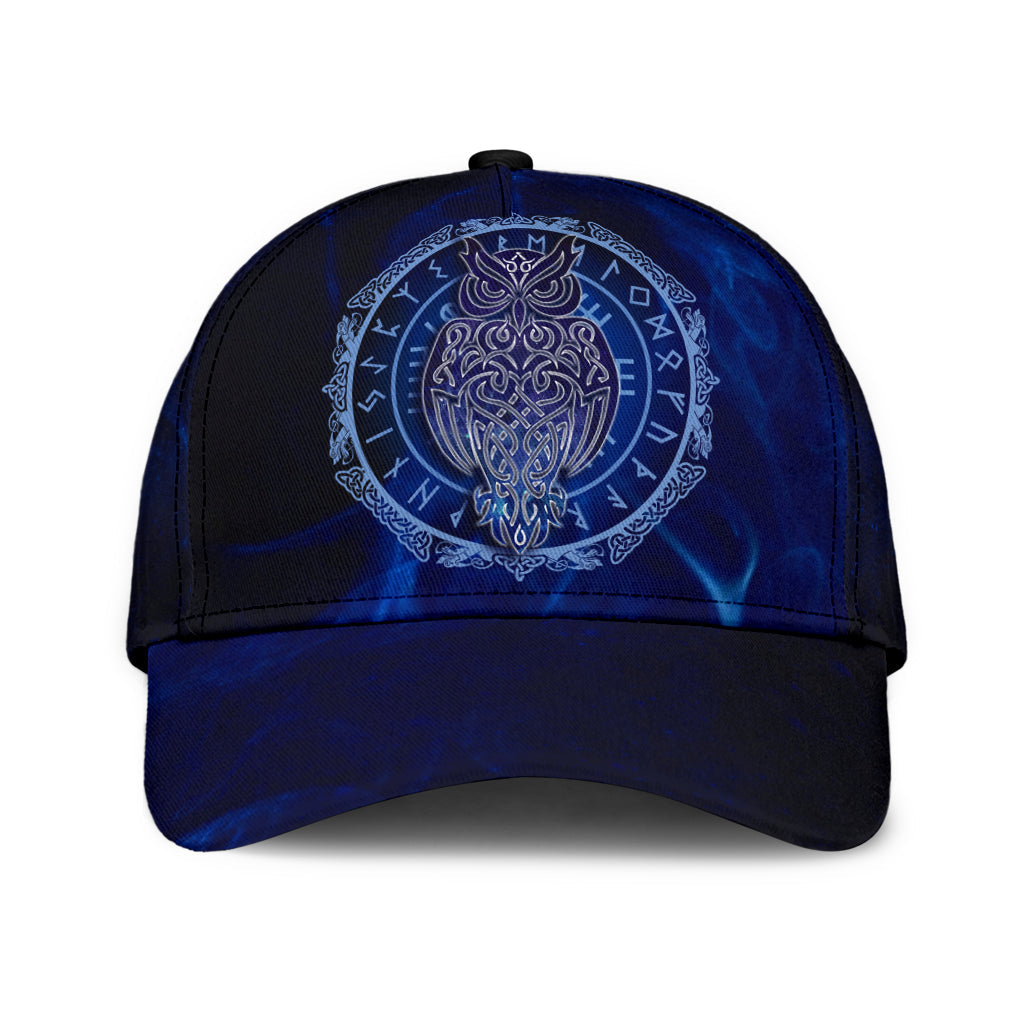 Cap - Owl Celtic With Runic on Galaxy Blue Background Classic Cap