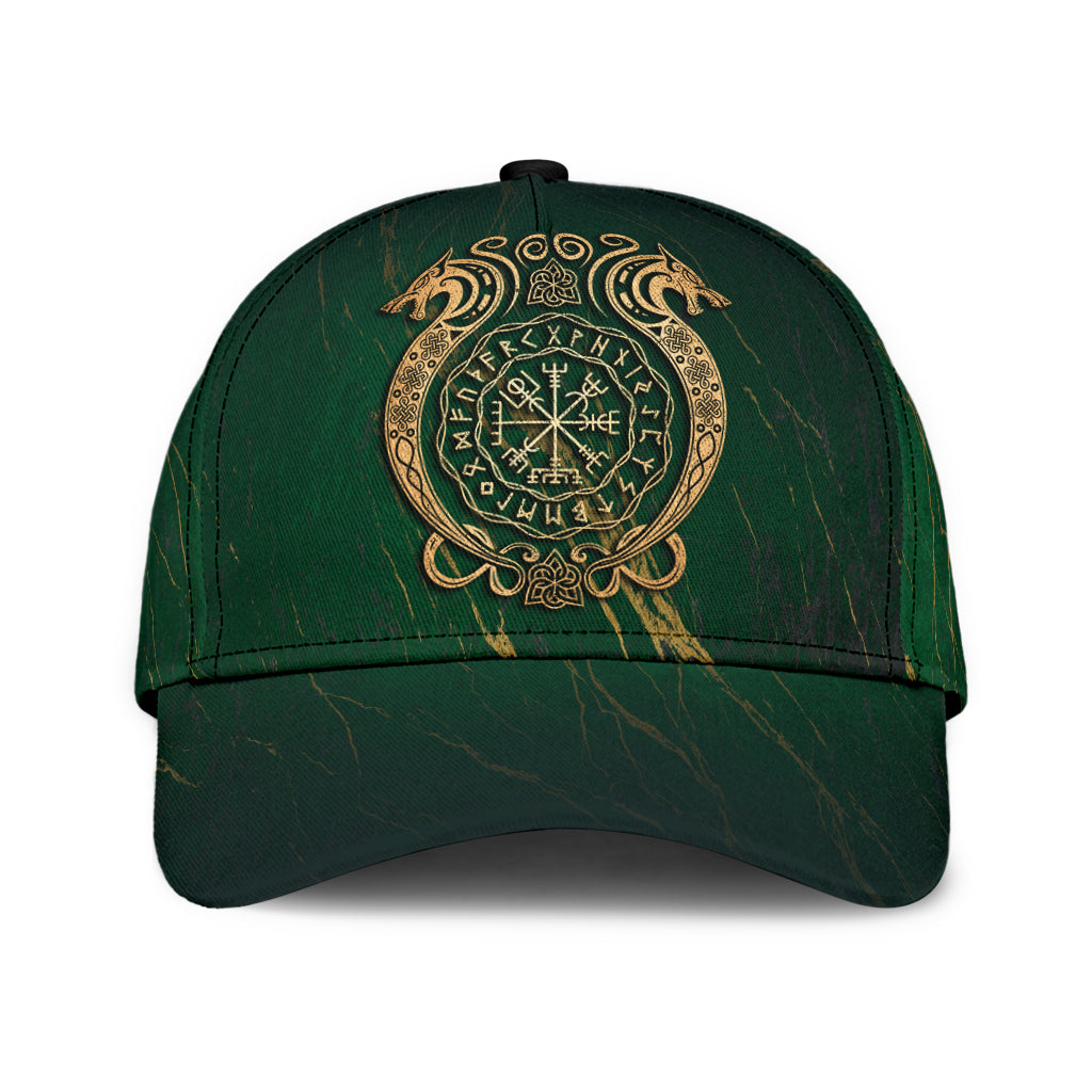 Cap - Wolf Viking With Vegvisir Gold Style Classic Cap