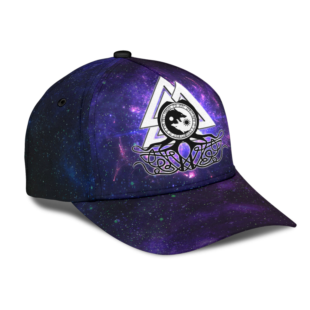 Cap - Viking Fenrir and Valknut on Purple Galaxy Background Classic Cap