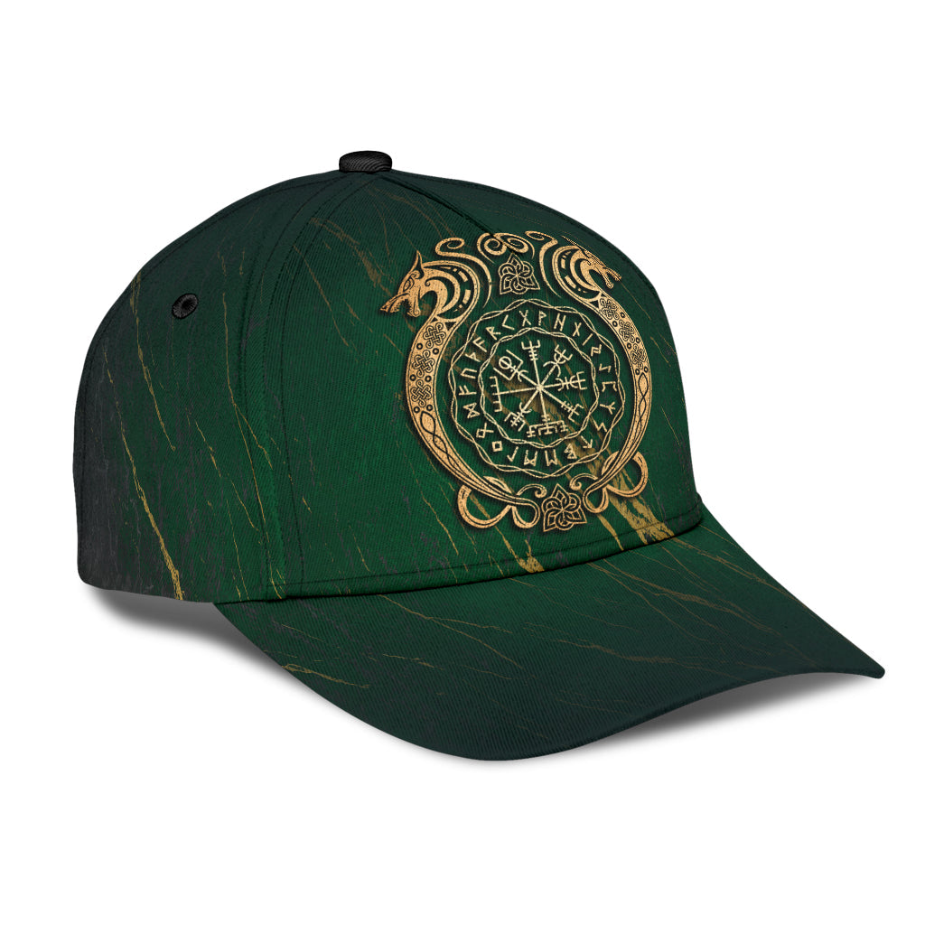 Cap - Wolf Viking With Vegvisir Gold Style Classic Cap