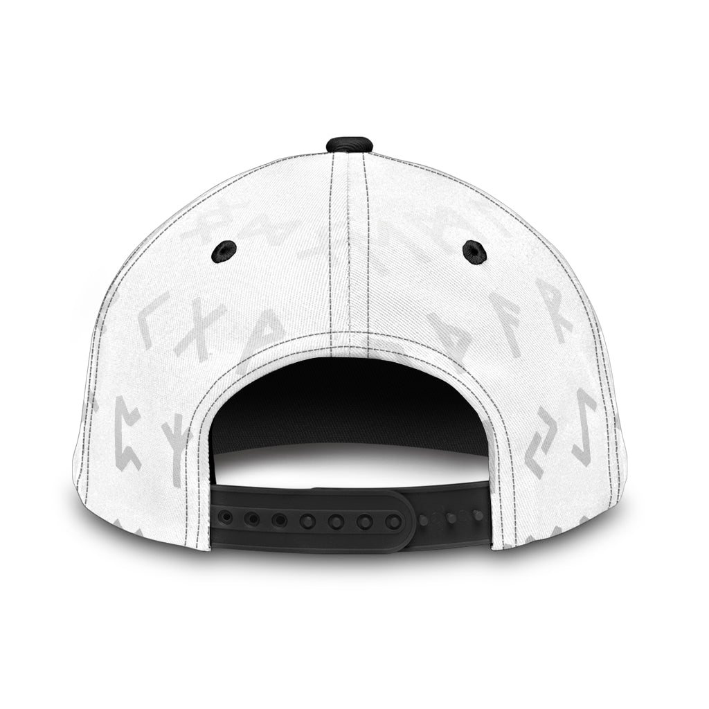 Cap - Hugin and Munin With Helm of Awe Rune White Background Classic Cap