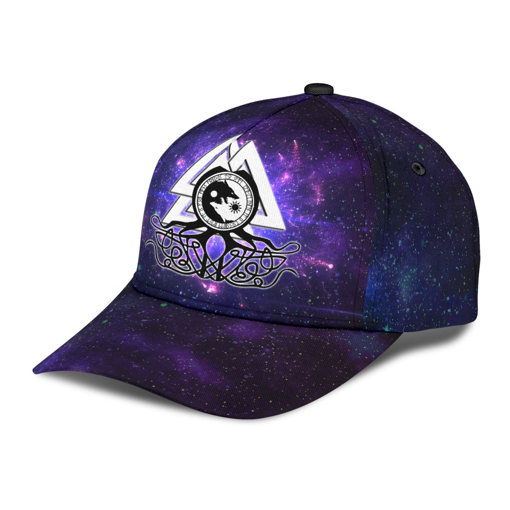 Cap - Viking Fenrir and Valknut on Purple Galaxy Background Classic Cap