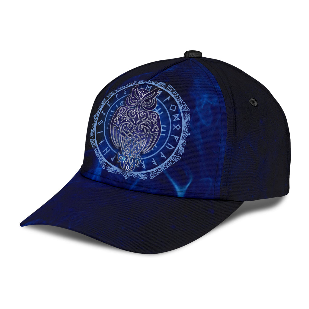 Cap - Owl Celtic With Runic on Galaxy Blue Background Classic Cap