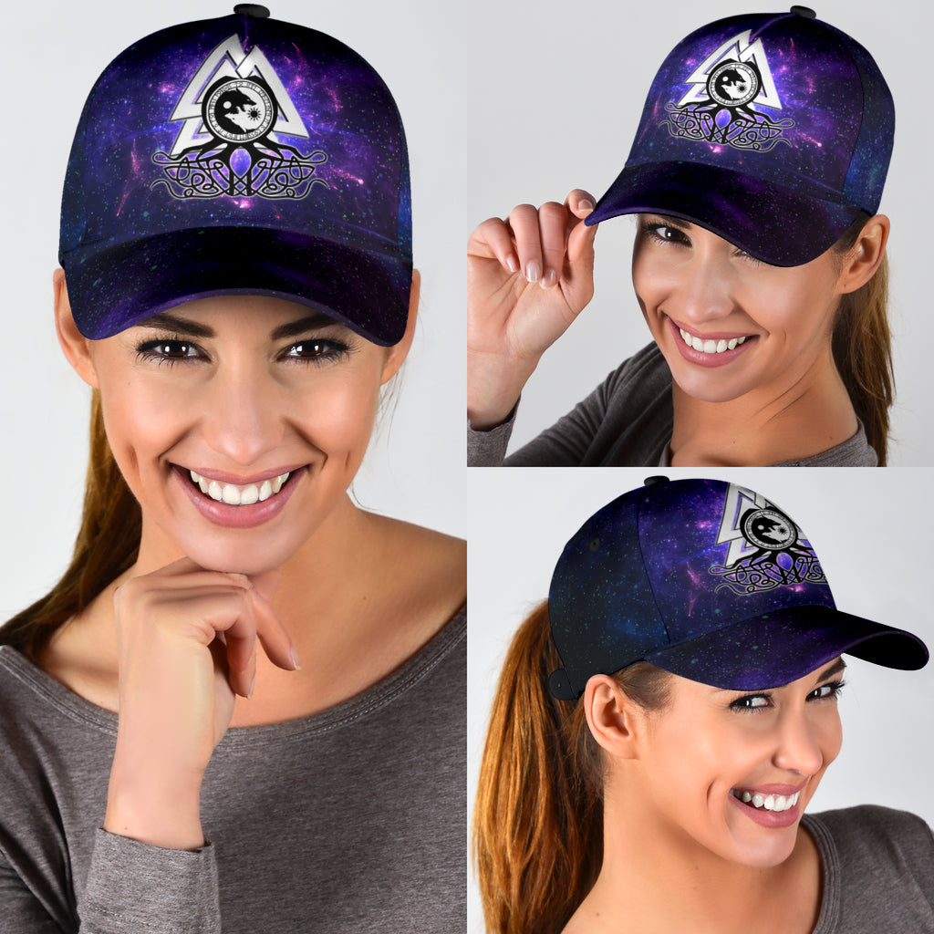 Cap - Viking Fenrir and Valknut on Purple Galaxy Background Classic Cap