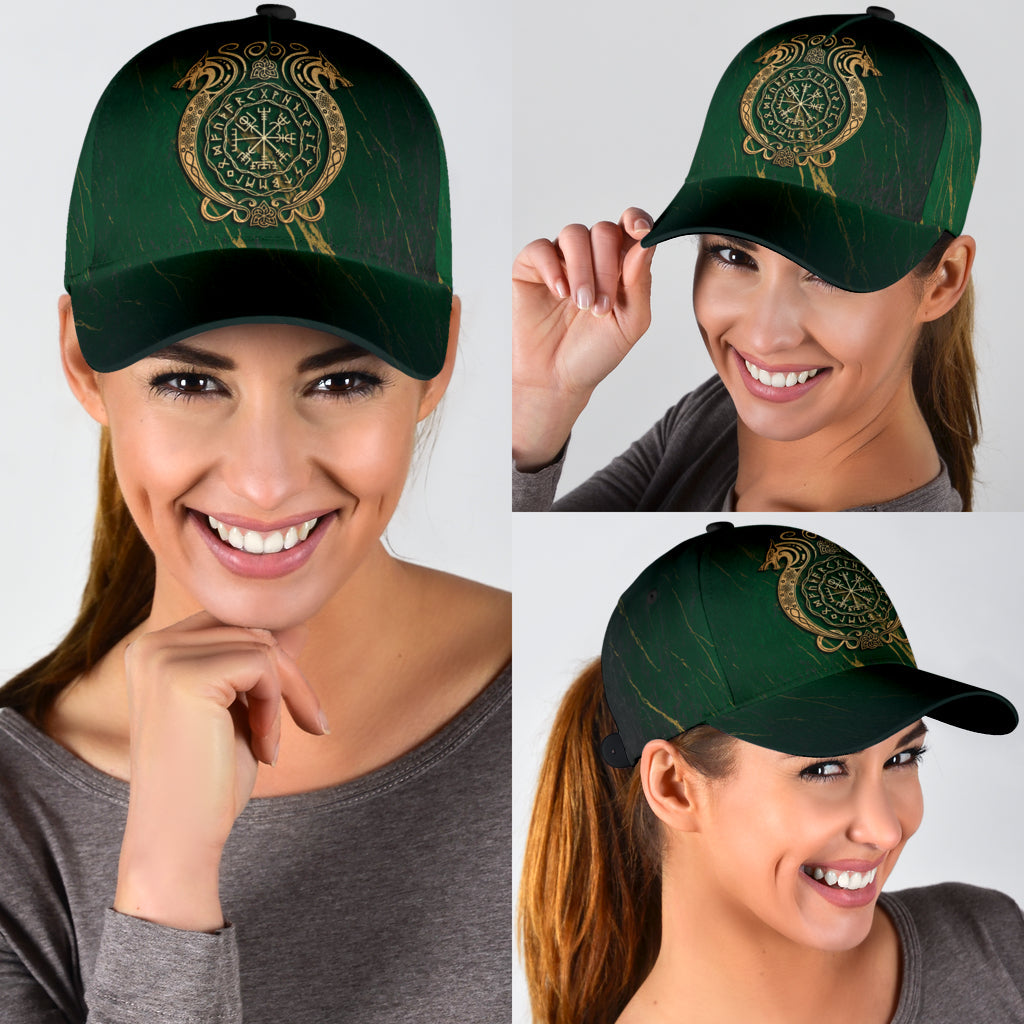Cap - Wolf Viking With Vegvisir Gold Style Classic Cap