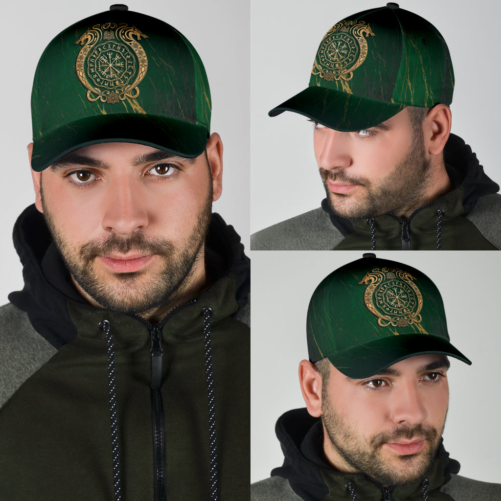 Cap - Wolf Viking With Vegvisir Gold Style Classic Cap