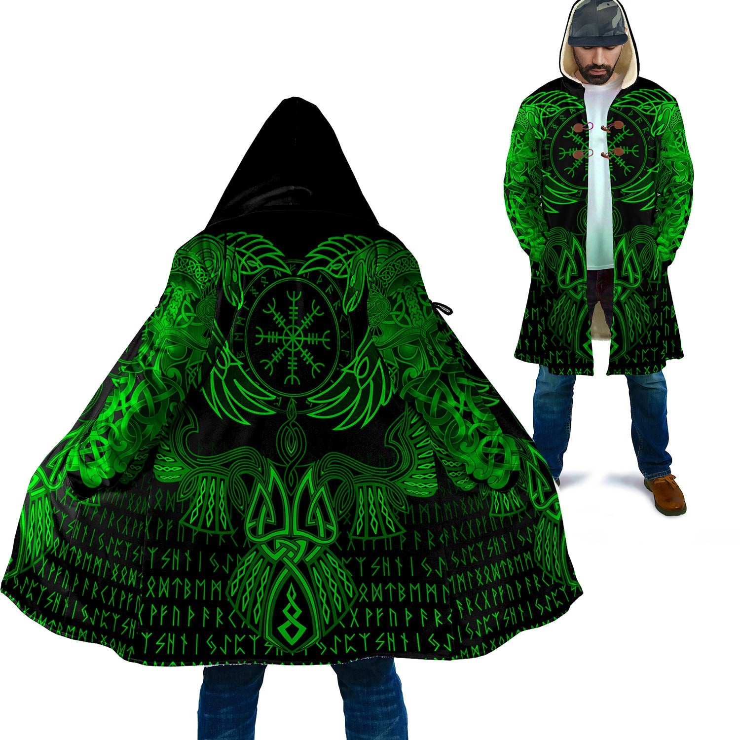 Premium Cloak Raven Of Odin Cyan