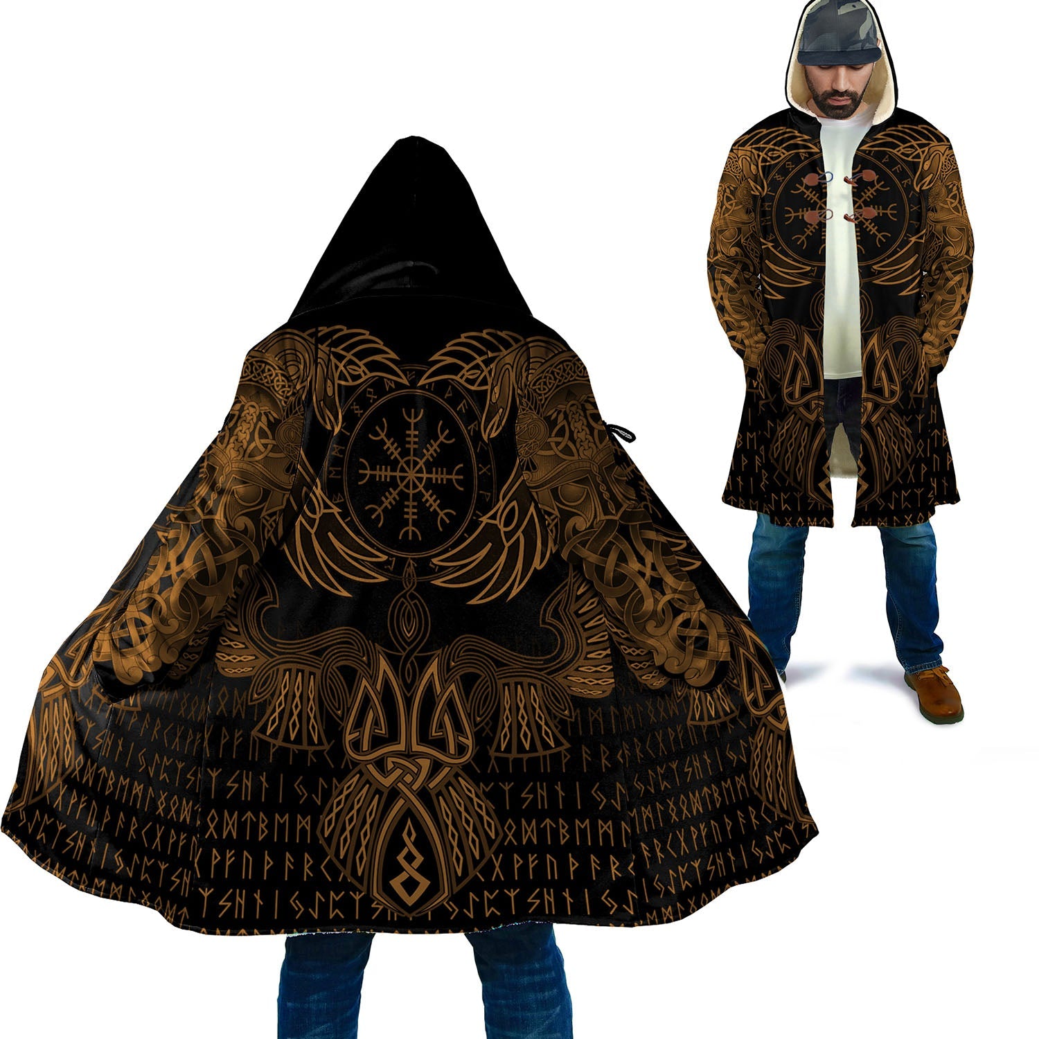 Premium Cloak Raven Of Odin Cyan