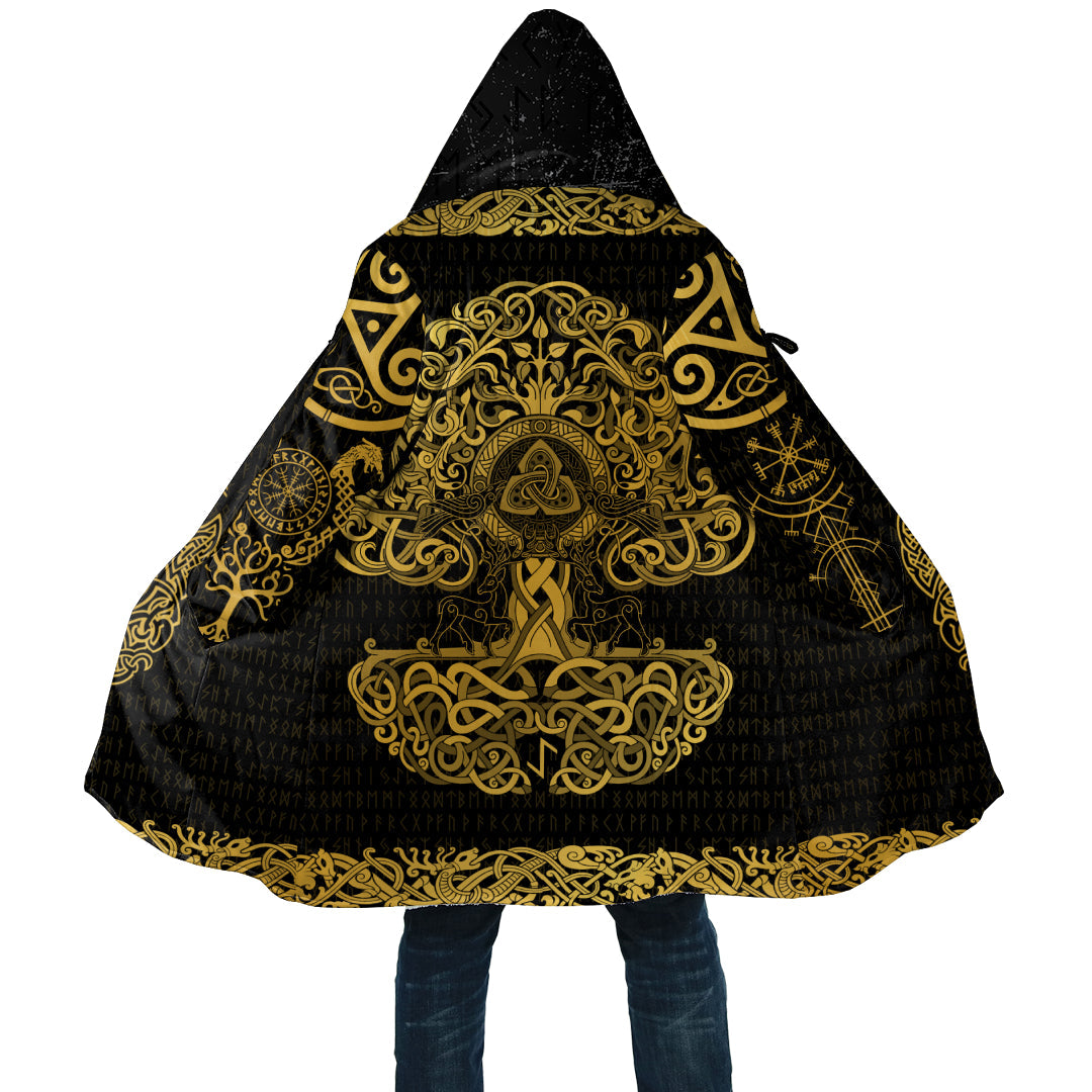 Celtic Style Yggdarsil Pattern In Gold Cloak